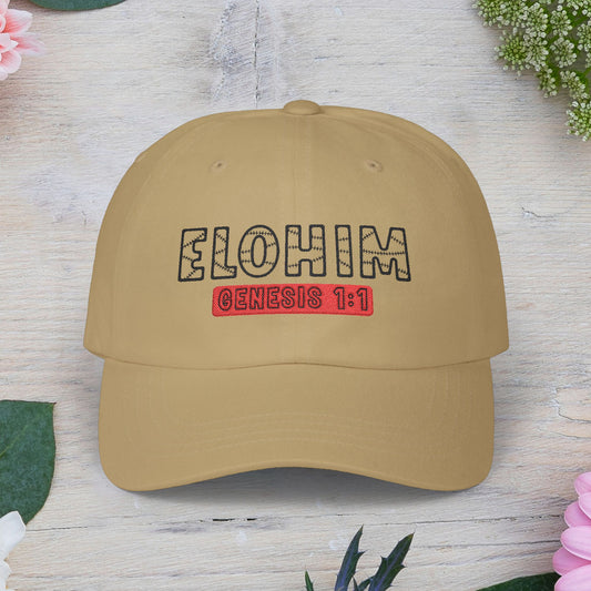 Classic Embroidery Dad Cap with 'ELOHIM, GENESIS 1:1' - Faith-Based Hat, Casual Wear, Gift for Dad, Christian Accessory, Summer Fashion