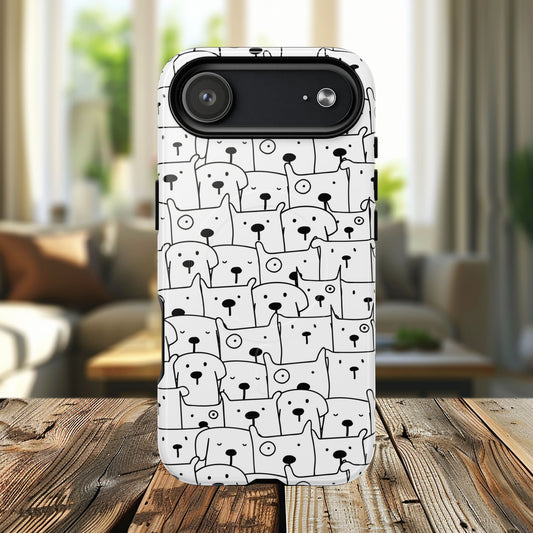 Cute Woof Line-Up iPhone Case, Tough Magnetic Case for Pet Lovers, Stylish Phone Accessory, Gift for Dog Owners, Protective Pet Case