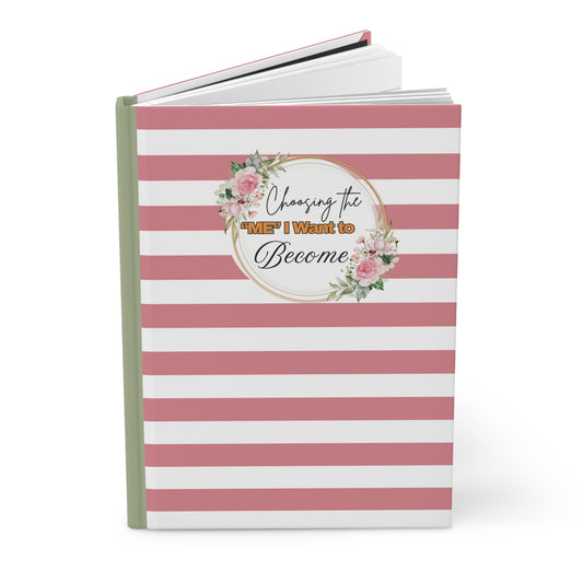 Inspiring Hardcover Journal for Personal Growth, Motivational Notebook, Floral Stripe Journal, Gift for Her, Self-Improvement Diary