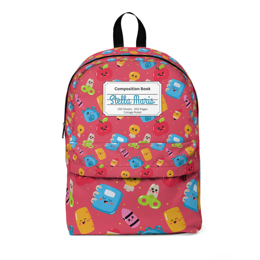 Personalized Kawaii Composition Book Inspired Colorful Kids' Backpack, School Bag, Fun Pattern Backpack, Cute Child's Rucksack, Composition Backpack, Unique School Supplies