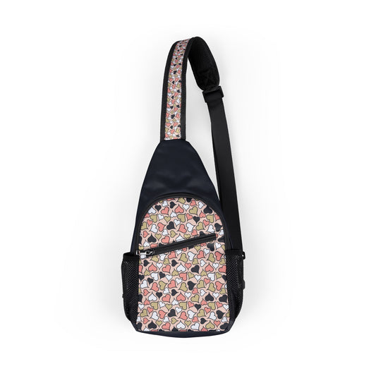 Colorful Heart Pattern Chest Bag - Perfect for Casual Outings & Festivals.