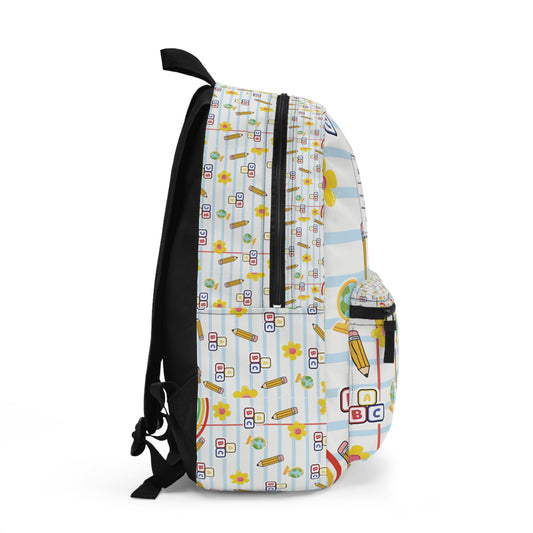 Personalized White SchoolYard Chic Composition Book Inspired Backpack for Students, Fun School Bag, Back to School Essentials, Notebook Print Backpack, College Student Gift