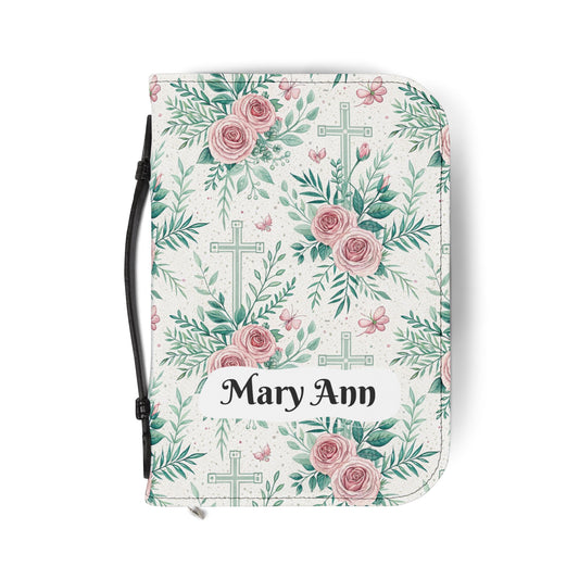 Floral Christian Bible Cover - Personalized with Name, Inspirational Gift for Baptism, Confirmation, or Any Religious Occasion