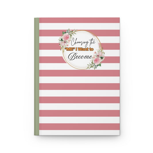 Inspiring Hardcover Journal for Personal Growth, Motivational Notebook, Floral Stripe Journal, Gift for Her, Self-Improvement Diary
