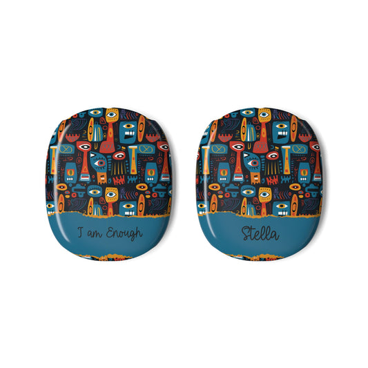 Personalized AirPod Max Case — Colorful Abstract Faces Ear Cup Covers ("I am Enough")