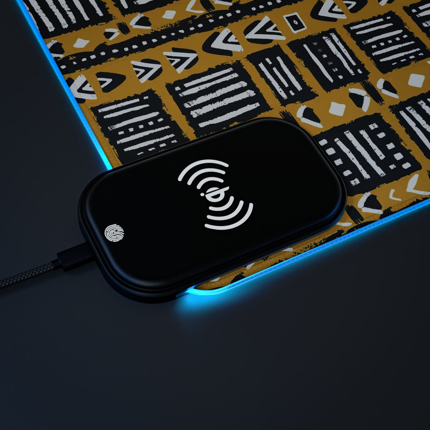 Tribal Vibes LED Gaming Mouse Pad, Wireless Charging