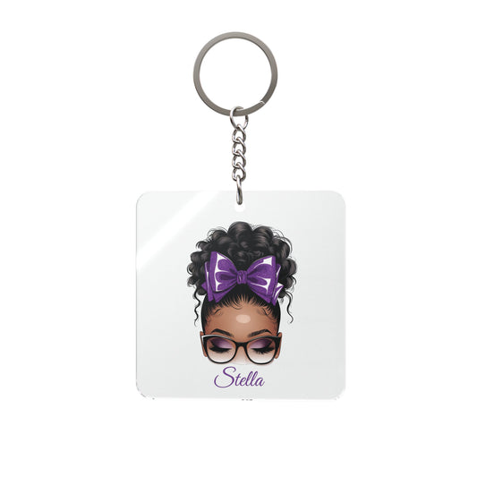 Personalized Photo Square Keychain – Custom Picture Keyring Gift