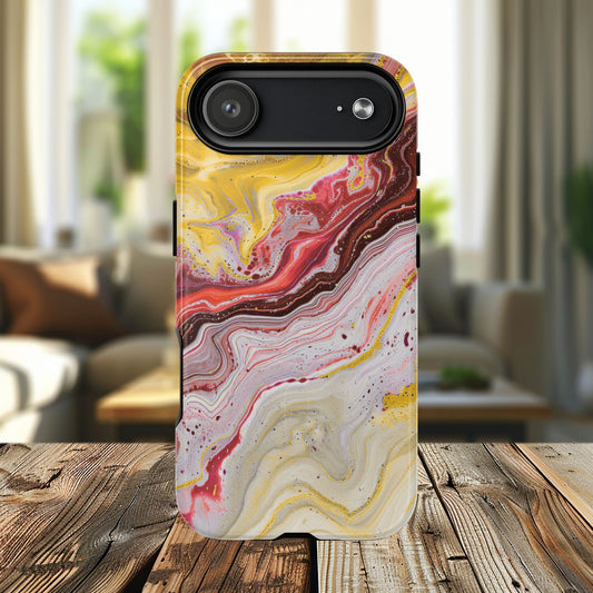Colorful Red Marble iPhone Case, Tough Magnetic Cases, Stylish iPhone Protection, Unique Gift for iPhone Lovers, iPhone Accessories