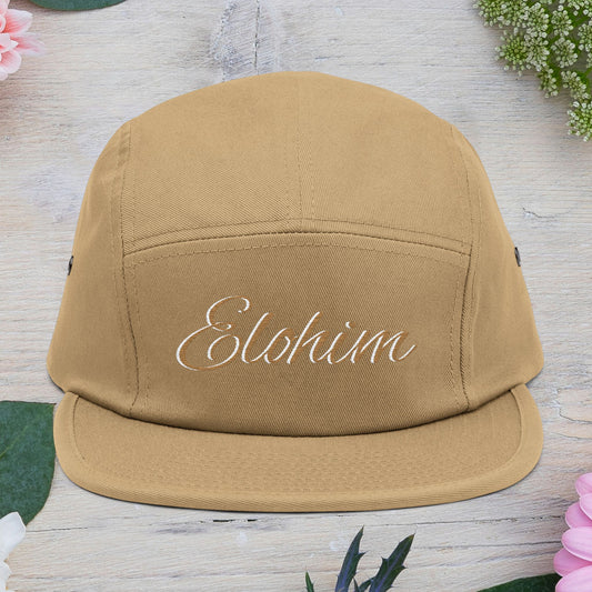 Embroidered 'ELOHIM, GENESIS 1:1' 5 Panel Cap, Trendy Hat, Outdoor Gear, Streetwear Accessory, Unique Gift, Fashion Statement