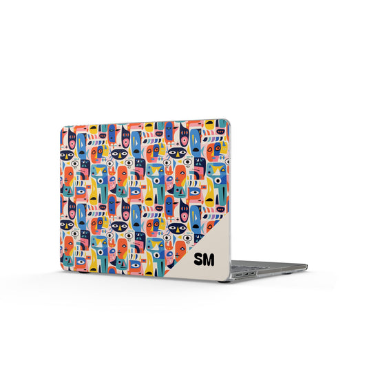 Personalized Colorful Abstract Faces Clear MacBook Case — Modern Art Laptop Cover