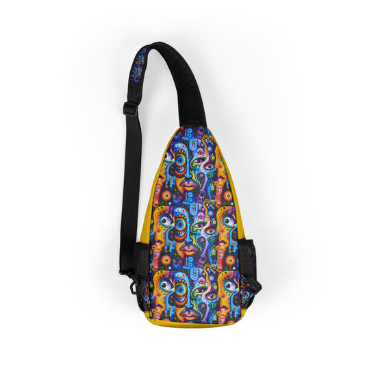 Colorful Psychedelic Visions Chest Bag with Funky Design – Stylish Sling for Everyday Adventures, Cross Body Sling Bag, Chest Bag, Crossbody Backpack, Travel Bag