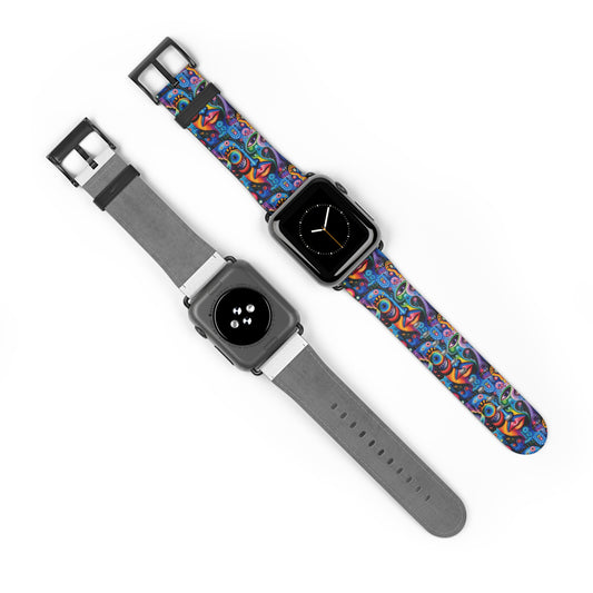 Psychedelic Visions Colorful Artistic Watch Band - Vibrant Design for Unique Style.