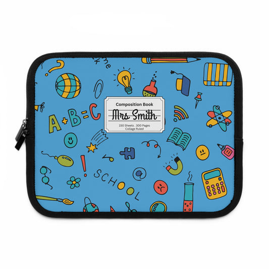 Personalized Classroom Couture Laptop Sleeve with Composition Book Inspired Design, Customizable Tech Case, School Supplies, Gift for Students, College Essentials, Back to School