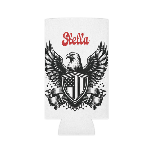 Personalized Patriotic Eagle with Shield Design Can Cooler — (Custom Name)