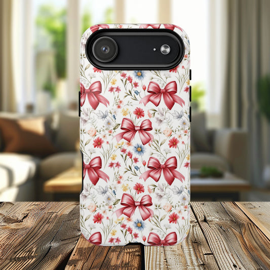 Floral Phone Case - Tough Magnetic Cases, Protective Cover, Stylish Tech Accessory, Flower Pattern, Gifts for Her, Holiday Phone Style