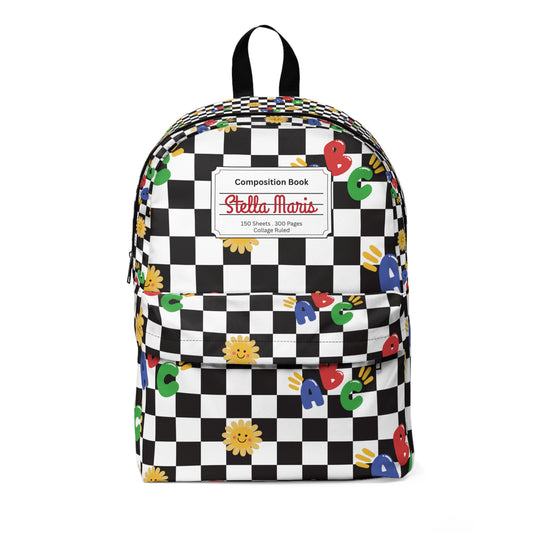 Personalized Schoolyard Chic Composition Book Inspired Colorful Kids' Backpack, School Bag, Fun Pattern Backpack, Cute Child's Rucksack, Composition Backpack, Unique School Supplies