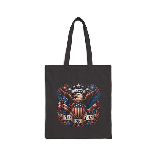 4th of July Patriotic Tote Bag — American Eagle Flag Canvas Grocery Bag