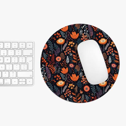 Autumn Bloom Floral Pattern Mouse Pad - Stylish Desk Accessory for Home & Office