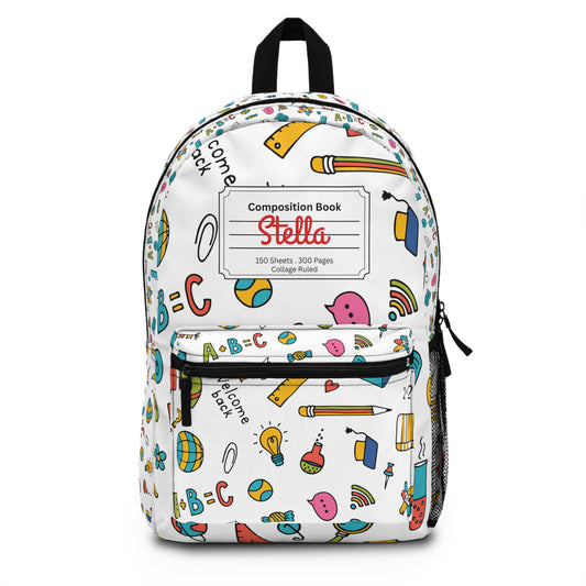 Personalized Classroom Couture Composition Book Inspired Backpack for Students, Fun School Bag, Back to School Essentials, Notebook Print Backpack, College Student Gift