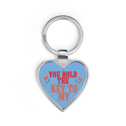Heart Keychain — "You Hold the Key to My" Romantic Metal Keyring (Valentine’s Gift)
