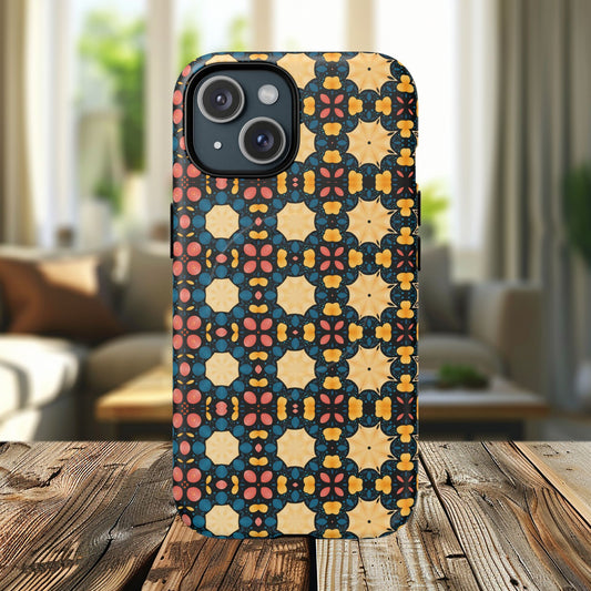 Celestial Spice Tiling Colorful Tough Magnetic iPhone Case, Unique iPhone Cover, Artistic Mobile Shell, Durable Design Accessory, Trendy Gift Idea, MagSafe® iPhone Case.