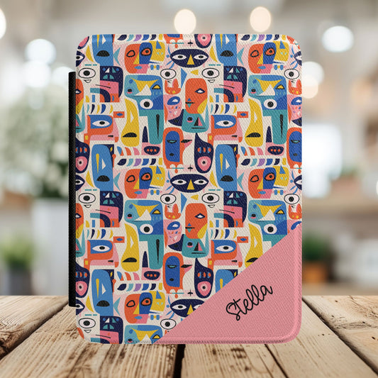 Personalized Abstract Faces Kindle Case — Colorful Modern Art Protective Cover