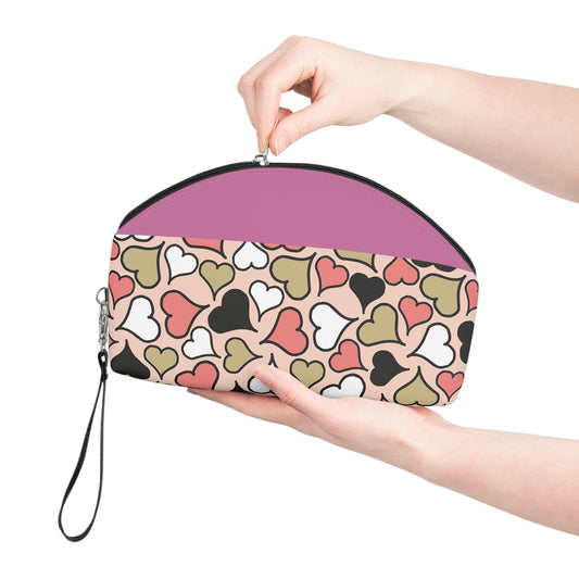 Charming Hearts Makeup Bag - Stylish Cosmetic Pouch for Beauty Lovers