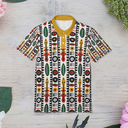Afrobeat Harmony Unisex Polo Shirt, Bohemian Style Summer Wear, Trendy Gift for Men and Women, Perfect for Casual Outings, Festivals, and Vacations