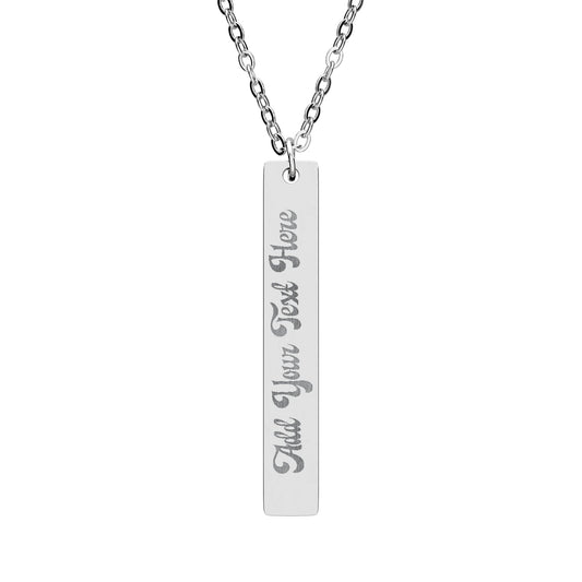 Engravable Vertical Bar Necklace — Personalized Name & Message Pendant