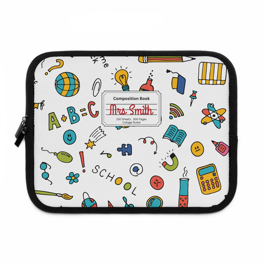 Personalized Classroom Couture Laptop Sleeve with Composition Book Inspired Design, Customizable Tech Case, School Supplies, Gift for Students, College Essentials, Back to School
