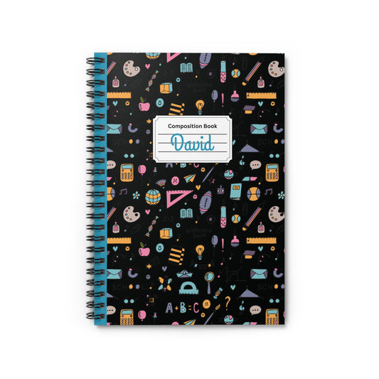 Personalized Chalkboard Chic Composition Book Inspired Playful Spiral Notebook - Perfect for School, Journaling, Kids, Teachers, Back to School Gifts