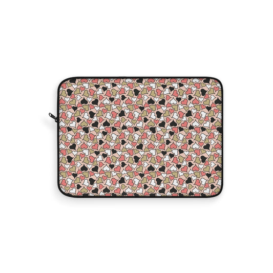 Stylish Hearts Laptop Sleeve with Modern Pattern | Cute Computer Case, Tech Accessory, Gift for Students, Laptop Bag, Trendy Design