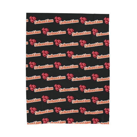 Personalized Name Velveteen Plush Blanket — Retro Script Pattern Cozy Throw, Gift for Her, Gift for Him