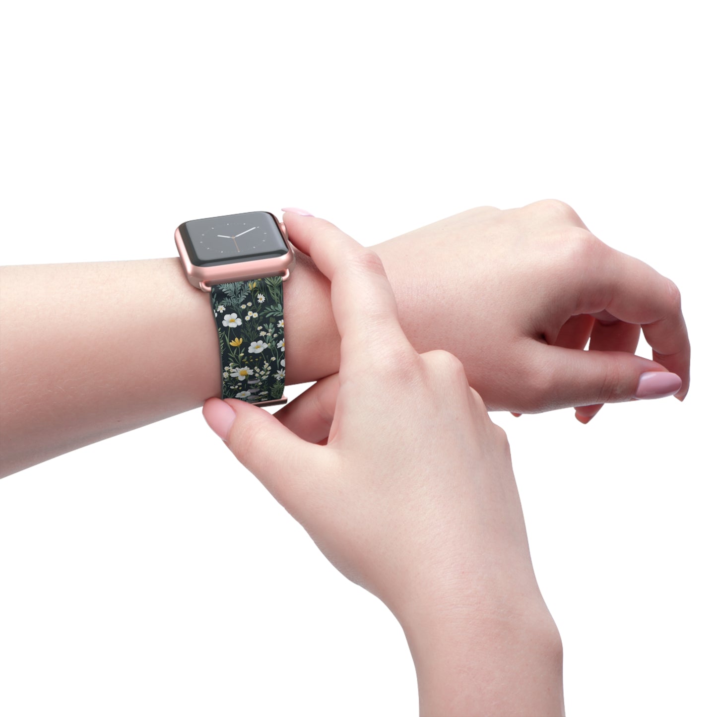 Daisy Delight Floral Print Watch Band - Stylish Accessory for Everyday Wear.