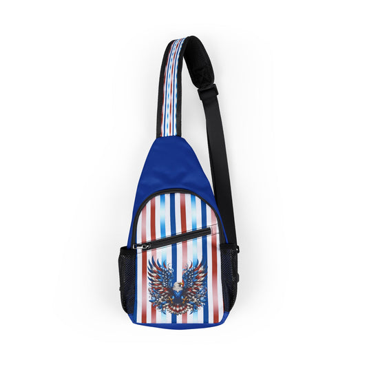 Patriotic Pride Bag with Eagle Design - Stylish Sling for Outdoor Adventures, Cross Body Sling Bag, Chest Bag, Crossbody Backpack, Travel Bag
