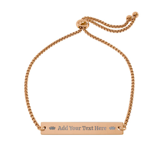 Engravable Adjustable Bar Bracelet — Personalized Name & Message Jewelry
