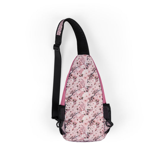 Floral Cherry Blossom Print Chest Bag - Stylish Sling Bag , Cross Body Sling Bag, Chest Bag, Crossbody Backpack, Travel Bag for Everyday Use.