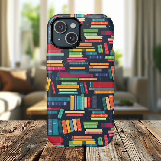 Colorful Book-Themed Phone Case, Literary Gift, Tough Magnetic Case, Book Lover’s Accessory, Phone Protection, Reading Enthusiast