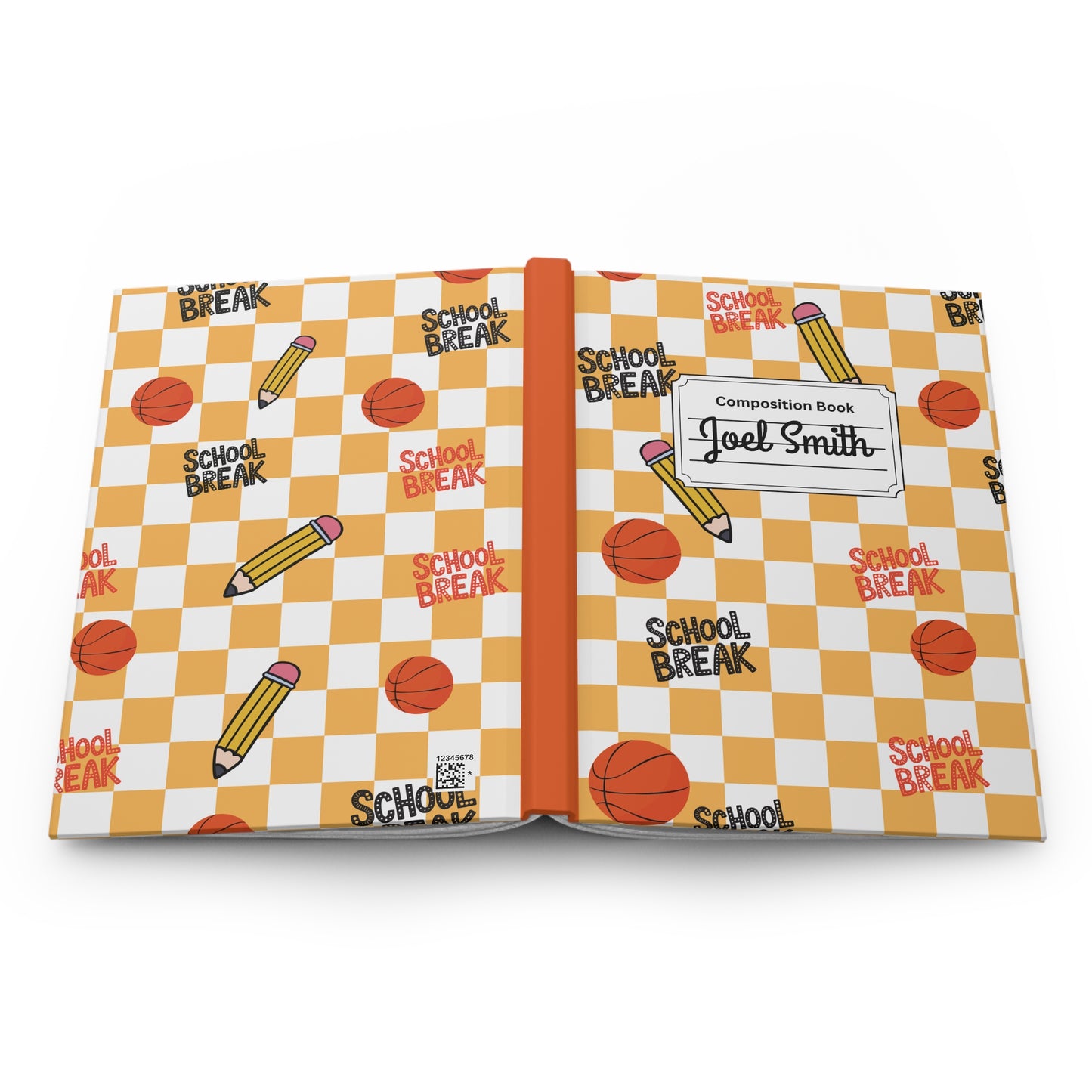 Custom Orange Schoolyard Chic Composition Book Inspired Ruled Hardcover Journal for Kids, Fun School Notebook, Customizable Composition Book, Back to School Gift, Learning Organizer