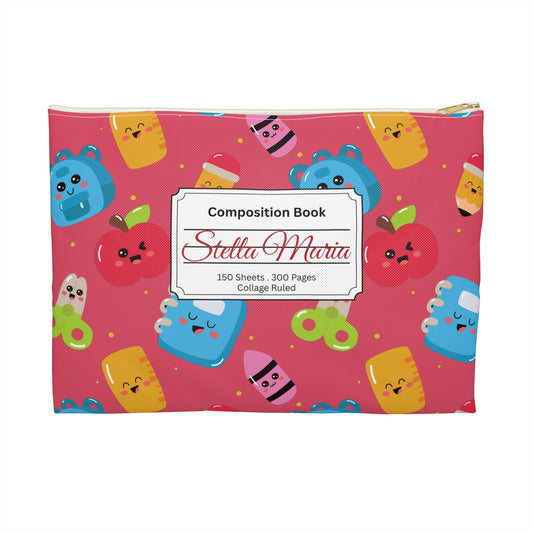 Personalized Kawaii Composition Book Inspired Accessory Pouch, Kids School Supplies, Classroom Organizer, Teacher Gift, Fun Stationery Case, Back to School