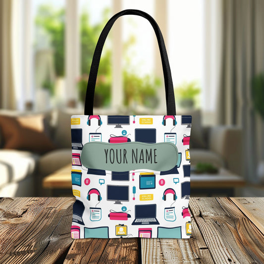 Techie Tote Bag - Stylish Personalized Tote for Students, Gift for Tech Lovers, Eco-Friendly Shopping Bag, Back to School.