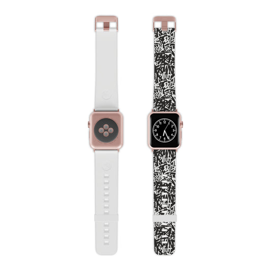 Urban Graffiti Trendy Apple Watch Band with Urban Design - Black and White Graffiti Style