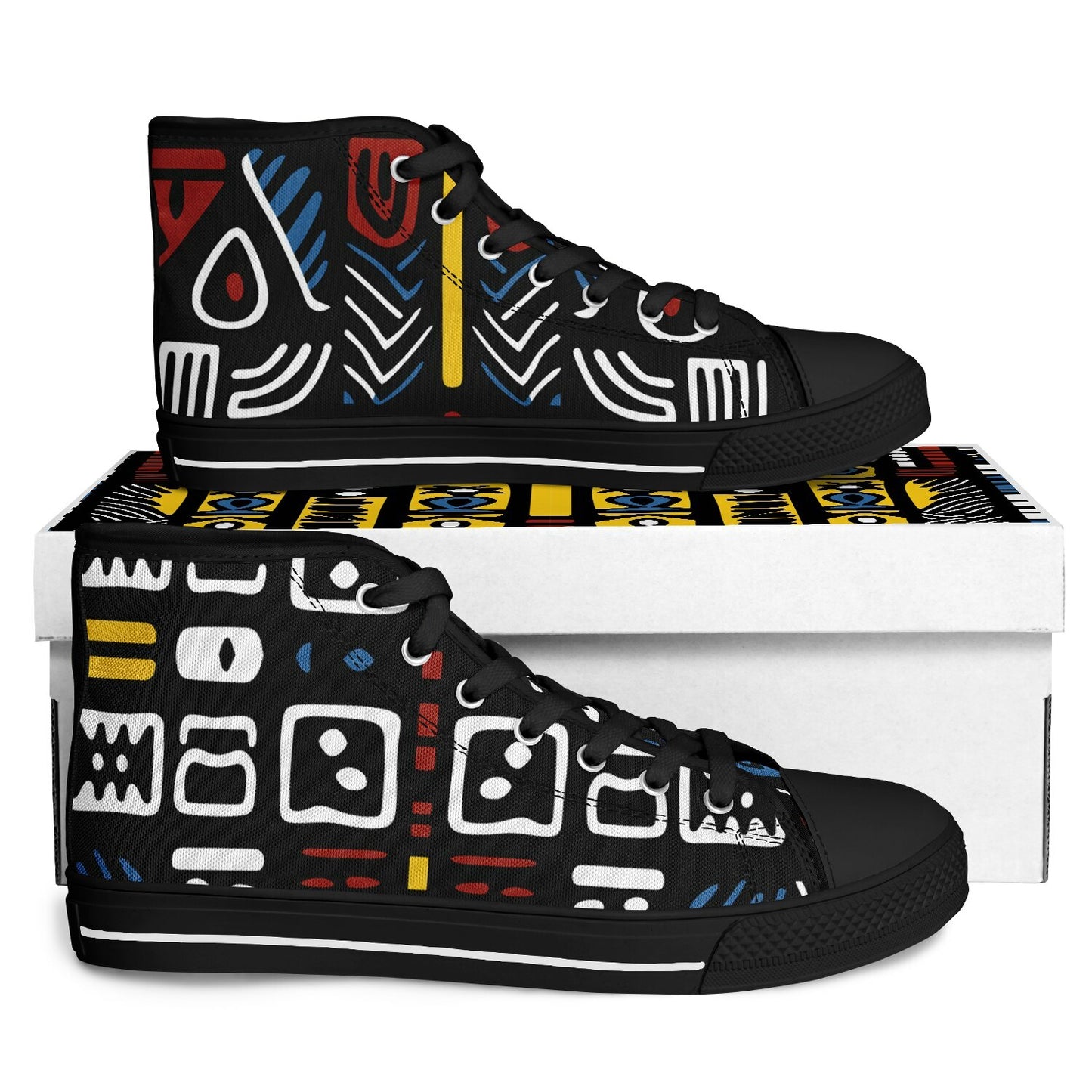 Geometric Harmony Urban Peak High Top Shoes - AOP