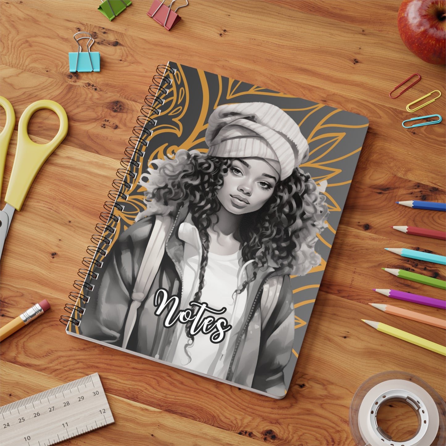 Chic Spiral Notebook, Fashion Journal, Girl Power Notebook, A5 Sketchbook, Inspirational Writing Pad, Unique Gift Idea