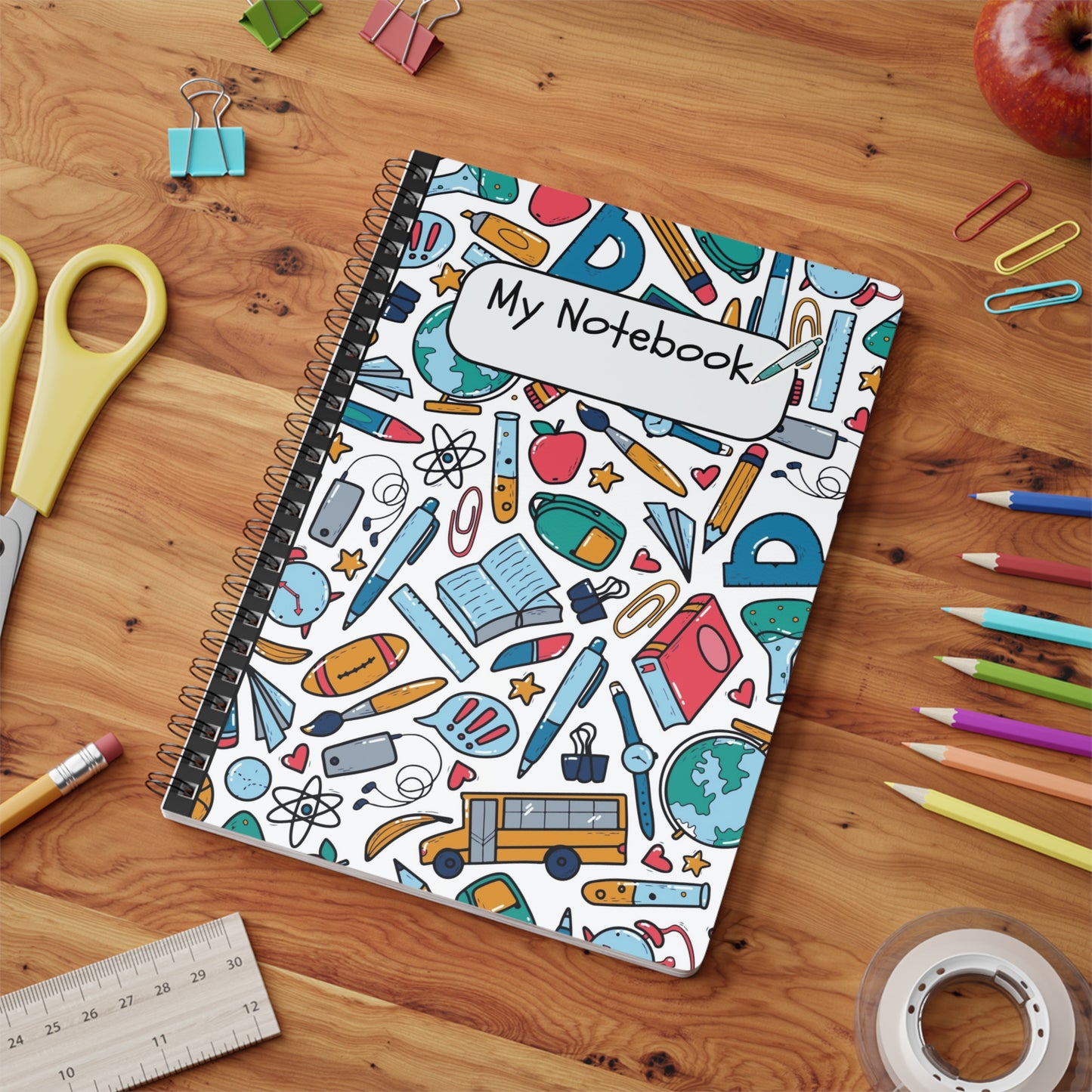 Black School Doodles Softcover Notebook, A5 (PY)