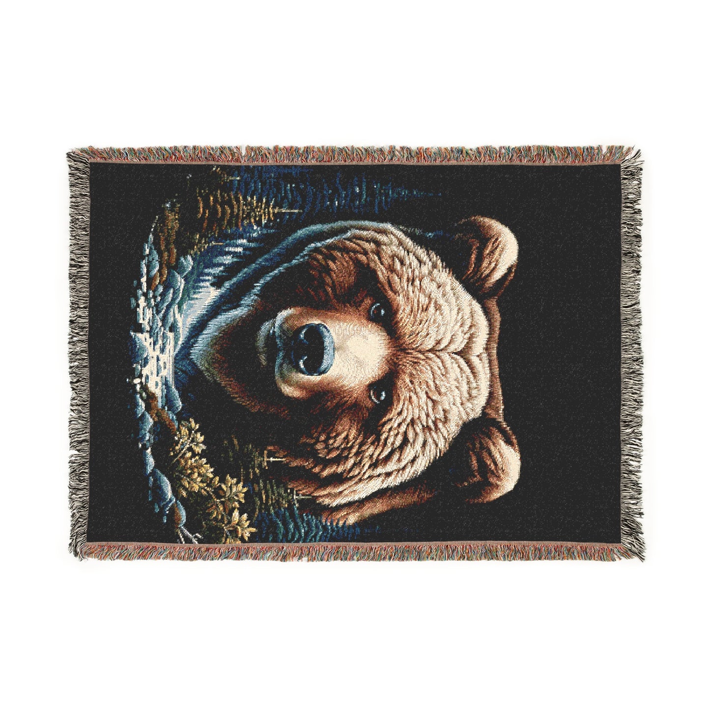 A Bear Illustration Tapestry Woven Blanket
