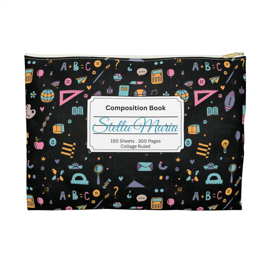 Personalized Chalkboard Chic Composition Book Inspired Accessory Pouch, Kids School Supplies, Classroom Organizer, Teacher Gift, Fun Stationery Case, Back to School
