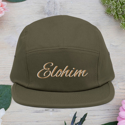 Embroidered 'ELOHIM, GENESIS 1:1' 5 Panel Cap, Trendy Hat, Outdoor Gear, Streetwear Accessory, Unique Gift, Fashion Statement