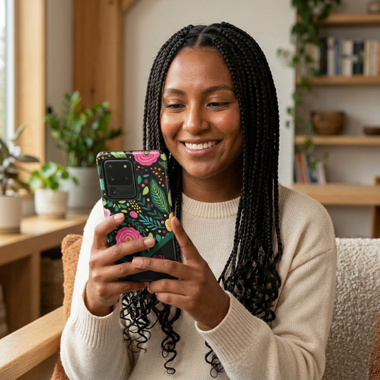 Personalized Floral Fantasy Samsung and Google Pixal Phone Case – Personalized Tough Cases with Colorful Garden Design