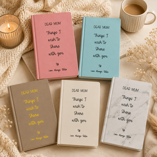 Personalized Dear Mum/Dad/Sister/Friend Engraved Vegan Leather Journal — "Things I Wish to Share with You" Memorial Gift